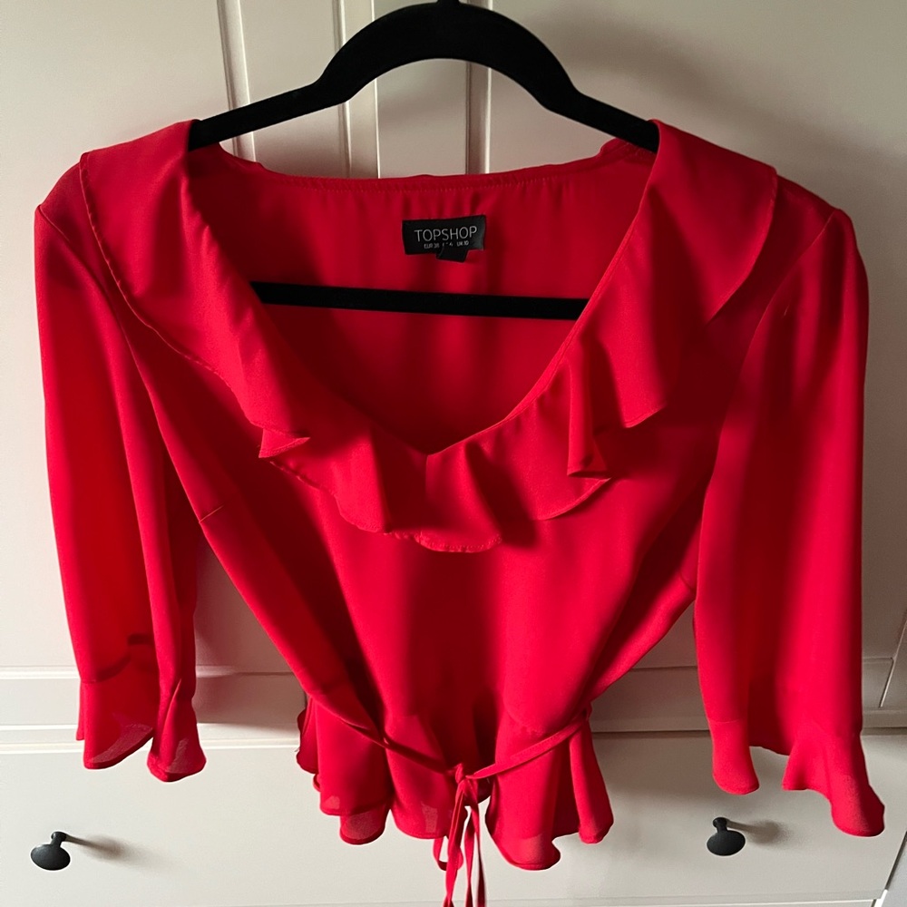 Topshop Scarlet Ruffle Blouse